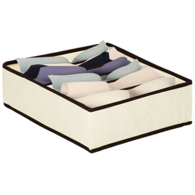 foto del prodotto organizzatore per il cassetto della biancheria con 7 scomparti color crema