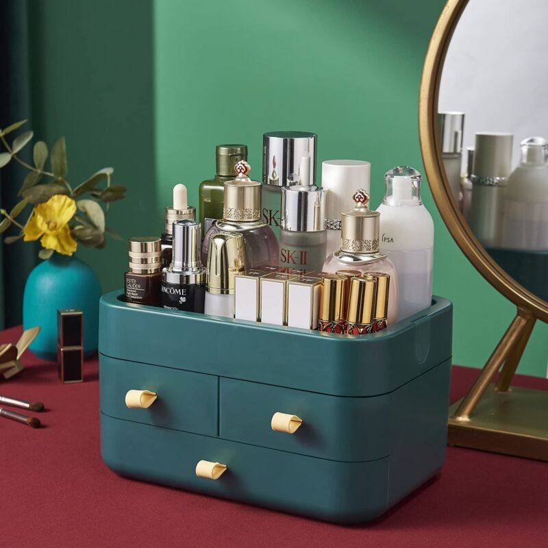 foto del prodotto organizzatore per il trucco con cassetti, organizer per cosmetici da appoggio, ideale per il bagno