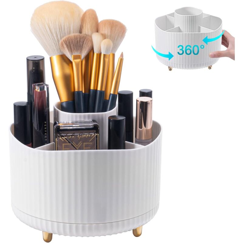 foto del prodotto organizzatore per il trucco, organizer per pennelli girevole a 360 , contenitore multifunzionale per cosmetici, ideale per arredare la stanza,