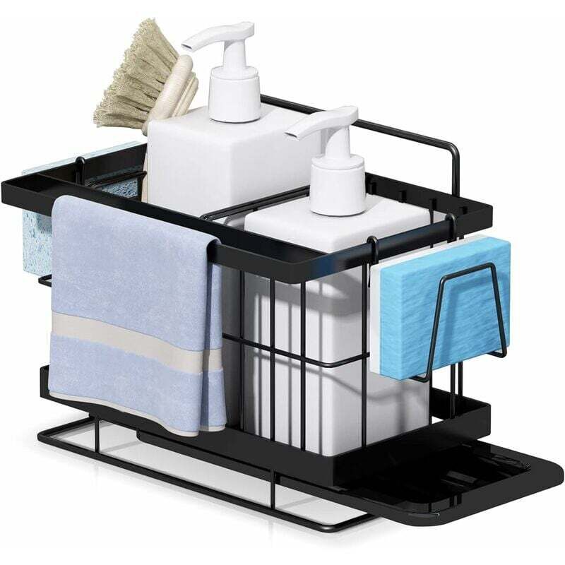 foto del prodotto organizzatore per lavello da cucina, portaoggetti da parete per spugna, spazzola, detersivo per piatti, porta spugna da parete in acciaio