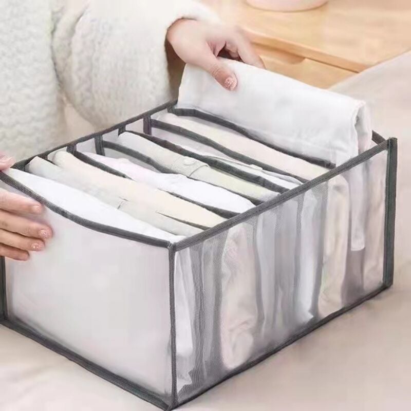foto del prodotto organizzatore per vestiti, scatola a scomparti, borsa divisoria per vestiti, nove scomparti, adatto per vestiti, nero bebusingoto