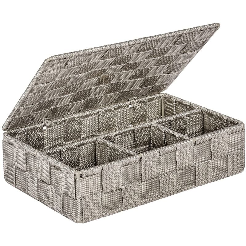 foto del prodotto organizzatore piccolo con coperchio adria taupe, polipropilene, 26 x 7.5 x 17 cm, tortora - wenko
