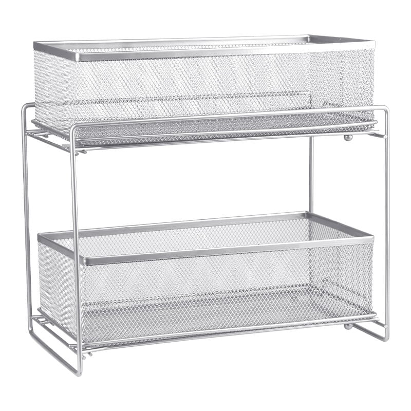 foto del prodotto organizzatore sotto lavello scaffale sotto lavello a 2 ripiani scaffale portaoggetti per cucina e bagno nero 351832.5cm