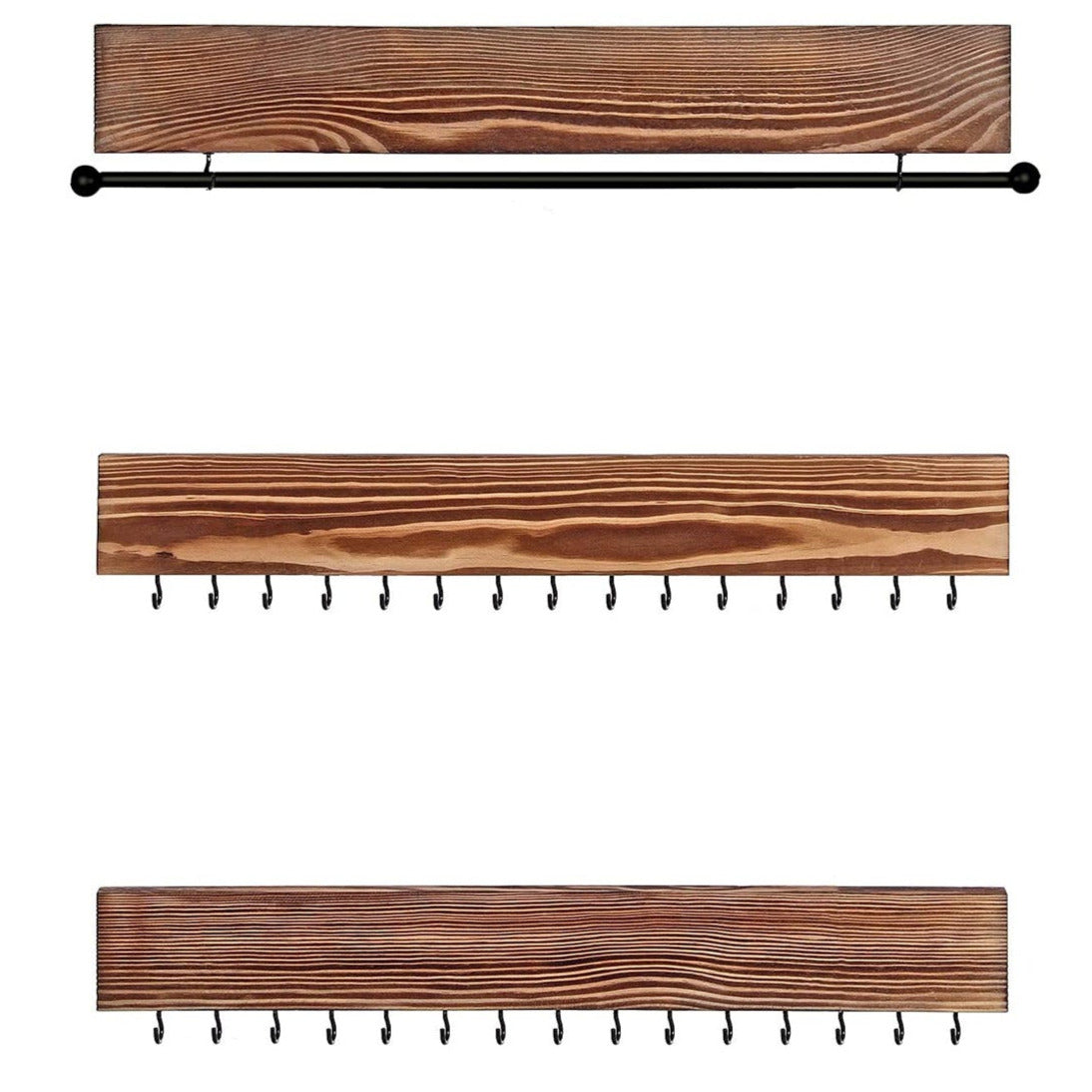 foto del prodotto organizzatori per gioielli da parete set di 3 espositori per gioielli portagioielli 30 ganci per orecchini collane bracciali idea regalo 40 cm marrone rustico 12 0002120