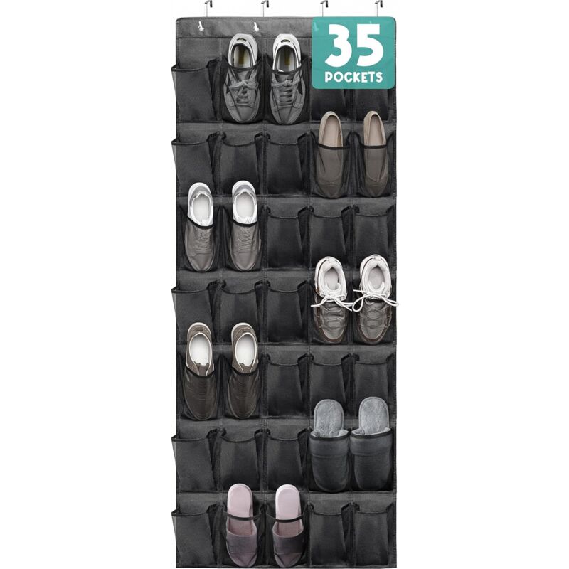 foto del prodotto organizzatori per scarpe da appendere alla porta, 35 tasche in rete, organizer per scarpe da appendere, portascarpe per armadio, ingresso, camera da