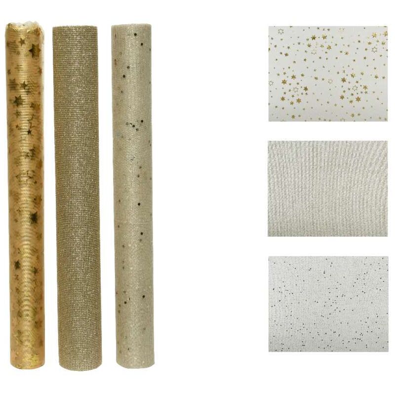 foto del prodotto organza in rotolo oro decorazioni assortite