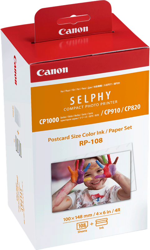 foto del prodotto original canon value pack differenti colori rp-108 photo 8568b001 108 seiten 100 x 148 mm, 108 fogli, 2 cartucce colorate