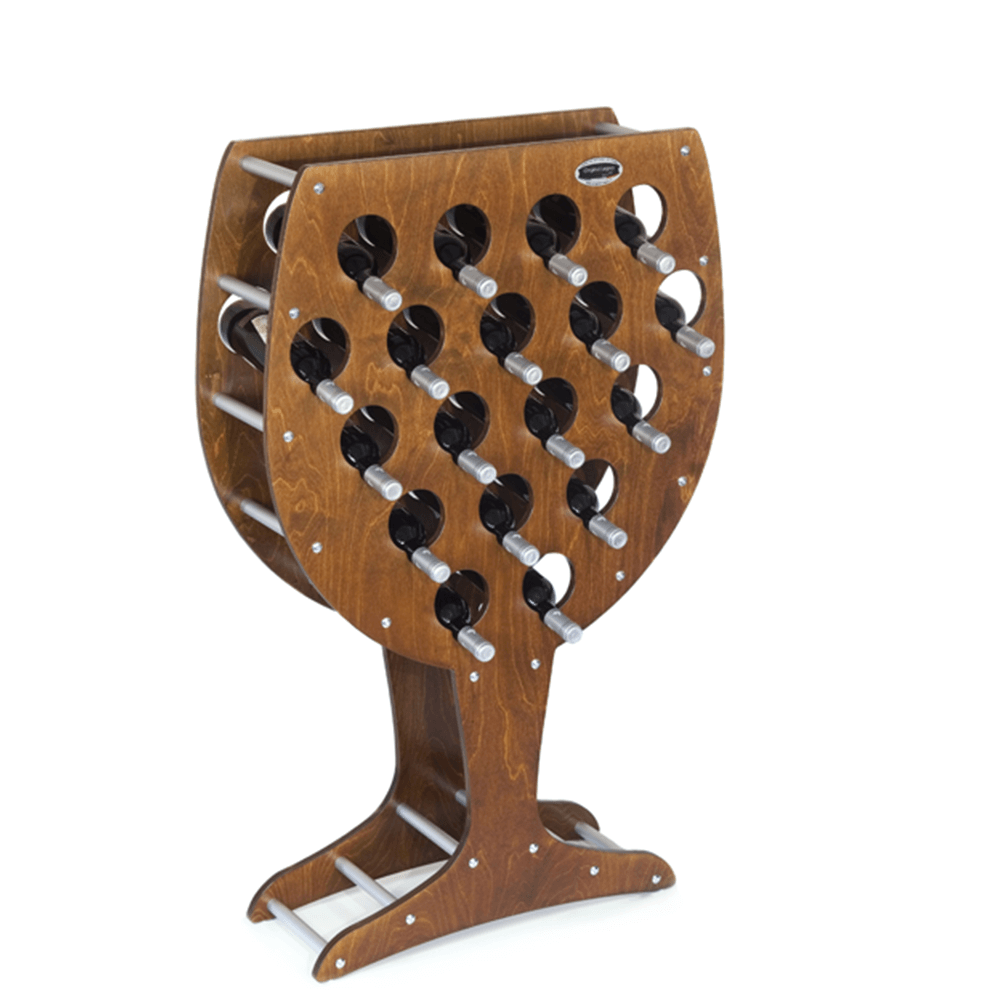 foto del prodotto original legno italia cantinetta portabottiglie in legno scaffale mobile per bottiglie vino made in italy mod. calice noce b.18 l75 x p25 x 120h