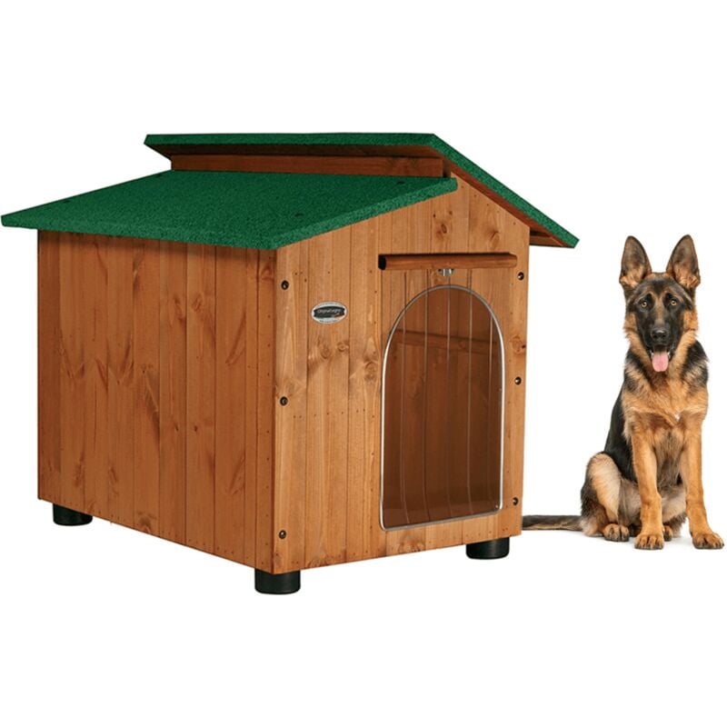foto del prodotto original legno italia cuccia in legno per cani da esterno tendina omaggio mod. alpi made in italy d pastore 90x110xh95 tendina omaggio
