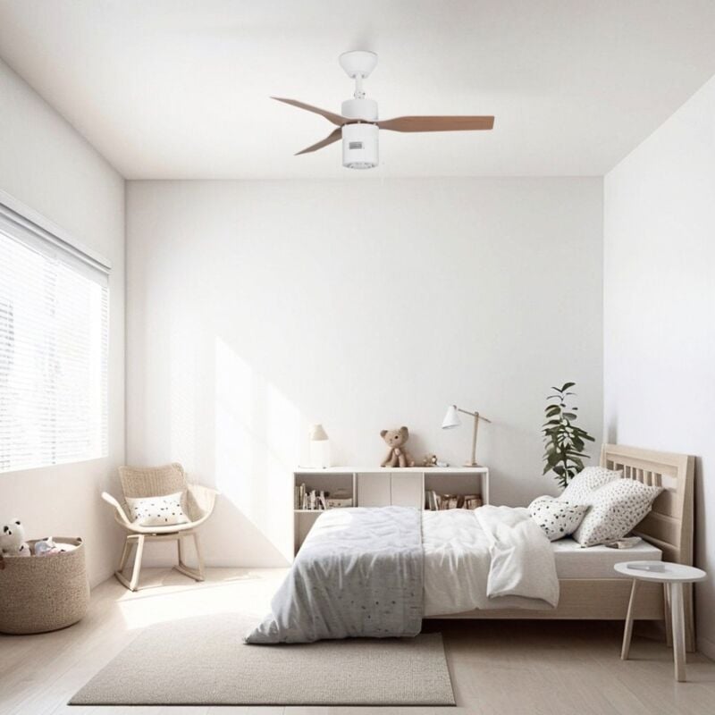 foto del prodotto originale mini ventilatore da soffitto bianco rovere con purificatore 90 cm