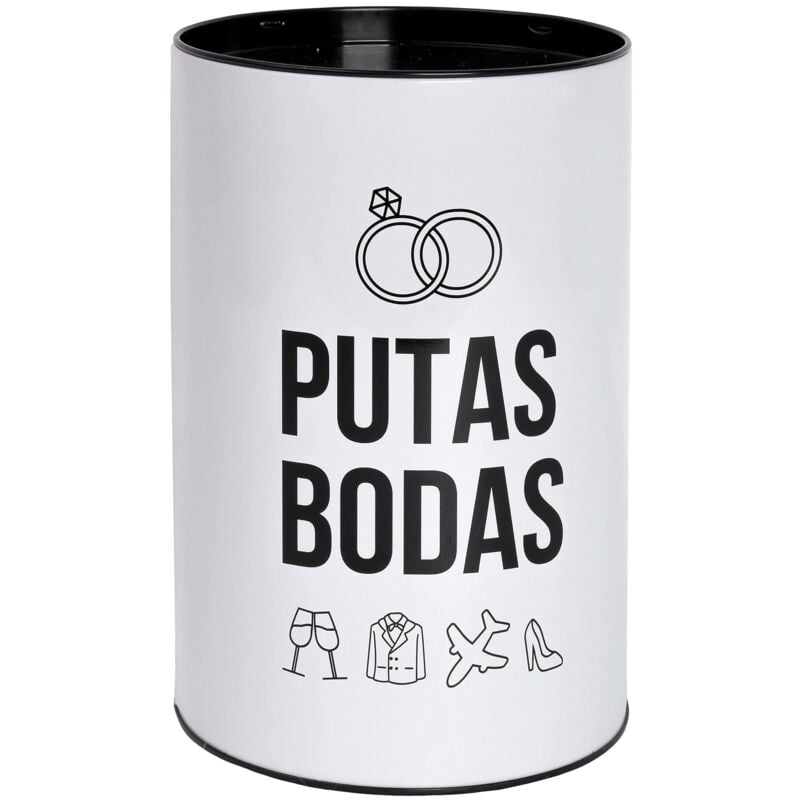 foto del prodotto originale salvadanaio con messaggio.grande salvadanaio in acciaio per adulti.salvadanaio in peltro per regali. xxl bodas, bianco fisura