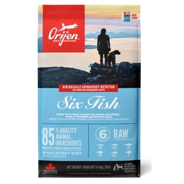foto del prodotto orijen six fish dog food 11,4 kg croccantini per cani 1 ordine scegli lo sconto bzr5 bzr20 200 punti fedelt 