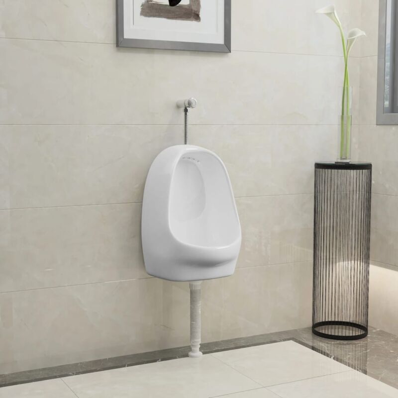 foto del prodotto orinatoio sospeso con sciacquone in ceramica bianco - vidaxl