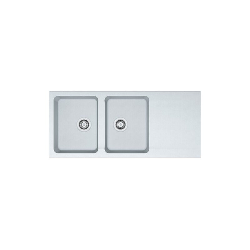 foto del prodotto orion oid 621 lavello da cucina a 2 vasche con gocciolatoio, in tectonite , artic white franke
