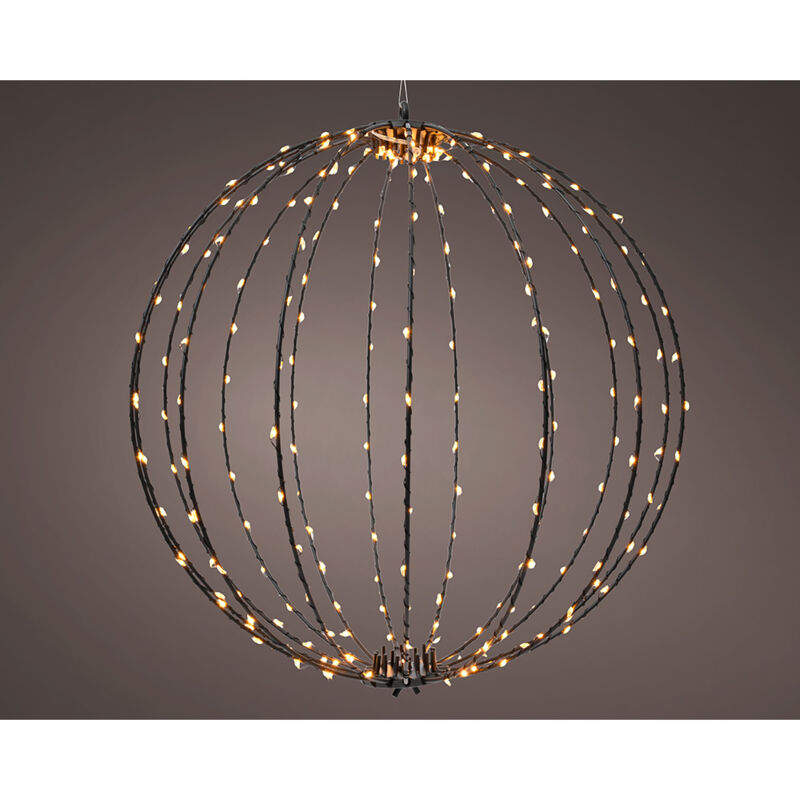 foto del prodotto ornamento a sfera a led, struttura in metallo nero, 38 cm. lumineo