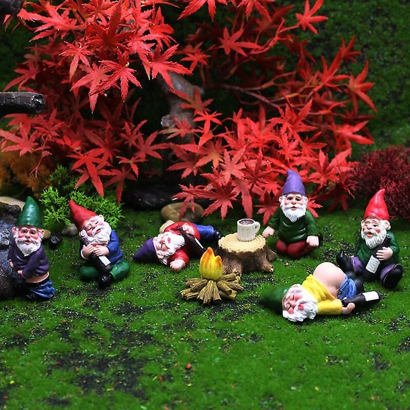 foto del prodotto ornamento nano da giardino statua gnomo regalo nuovo di zecca ornamento da giardino nano in miniatura ornamento da giardino per interni a 9 pezzi