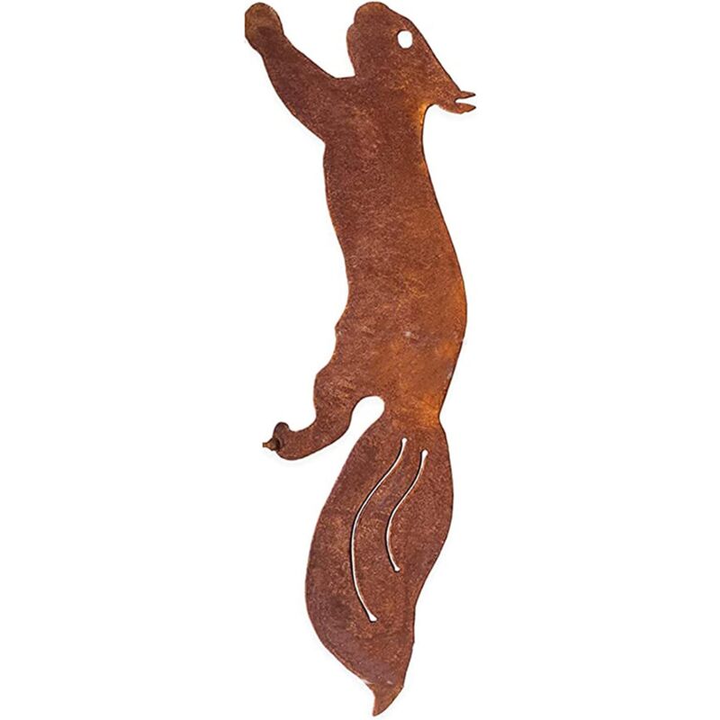 foto del prodotto ornamento per albero da giardino in metallo arrugginito scoiattolo rosso