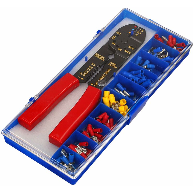 foto del prodotto orno ae 13136 capicorda elettrici multicolori con una pinza a crimpare con una pinza a crimpare 