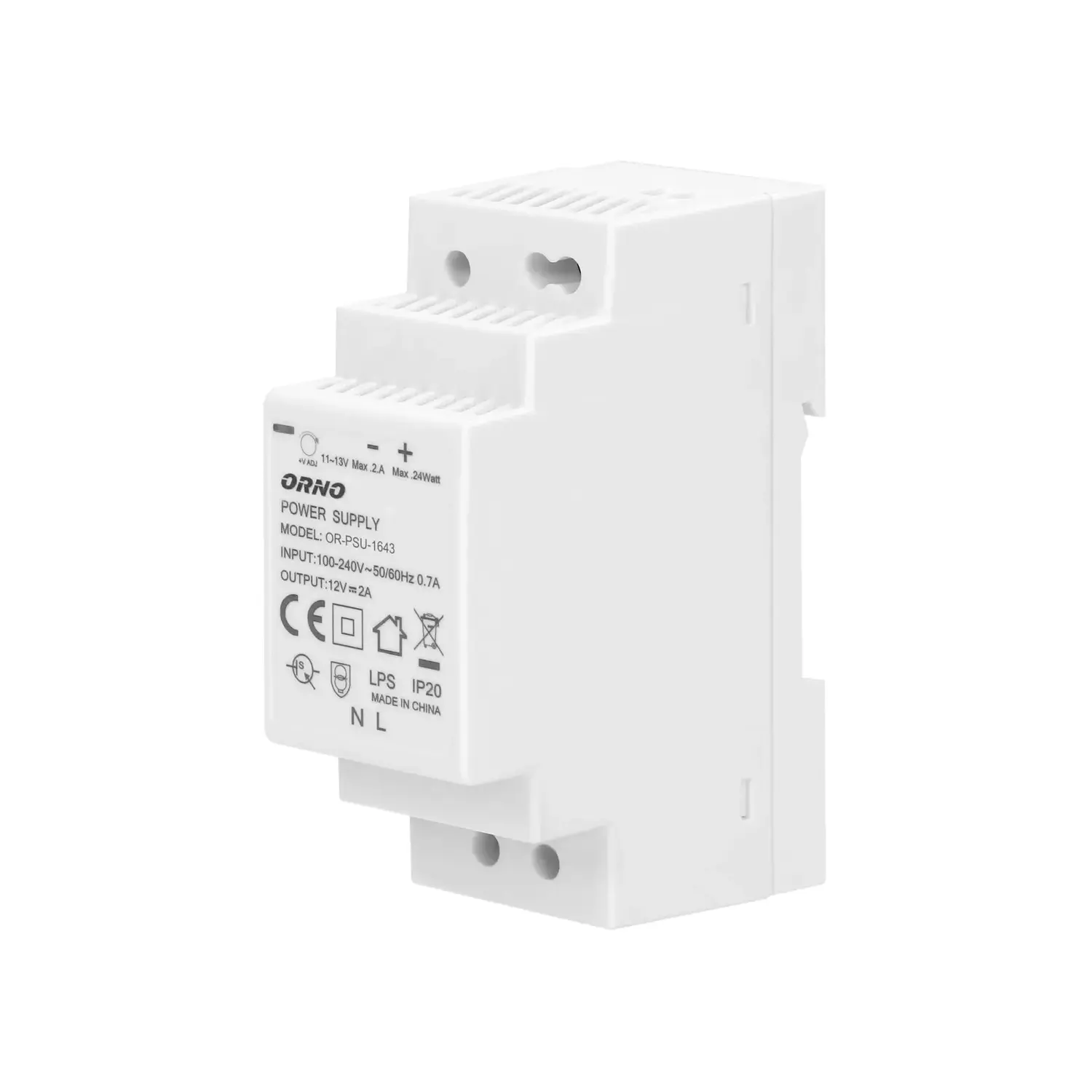 foto del prodotto orno alimentatore trasformatore barra din switching dc 24 watt 2a 12 volt 2 moduli