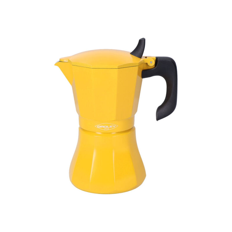foto del prodotto oroley caffettiera italiana petra senape alluminio 6 tazze