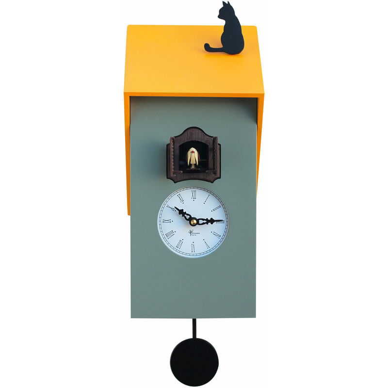 foto del prodotto orologio a cuc da parete 17x37x12 cm con gatto pirondini italia vicenza grigio cemento