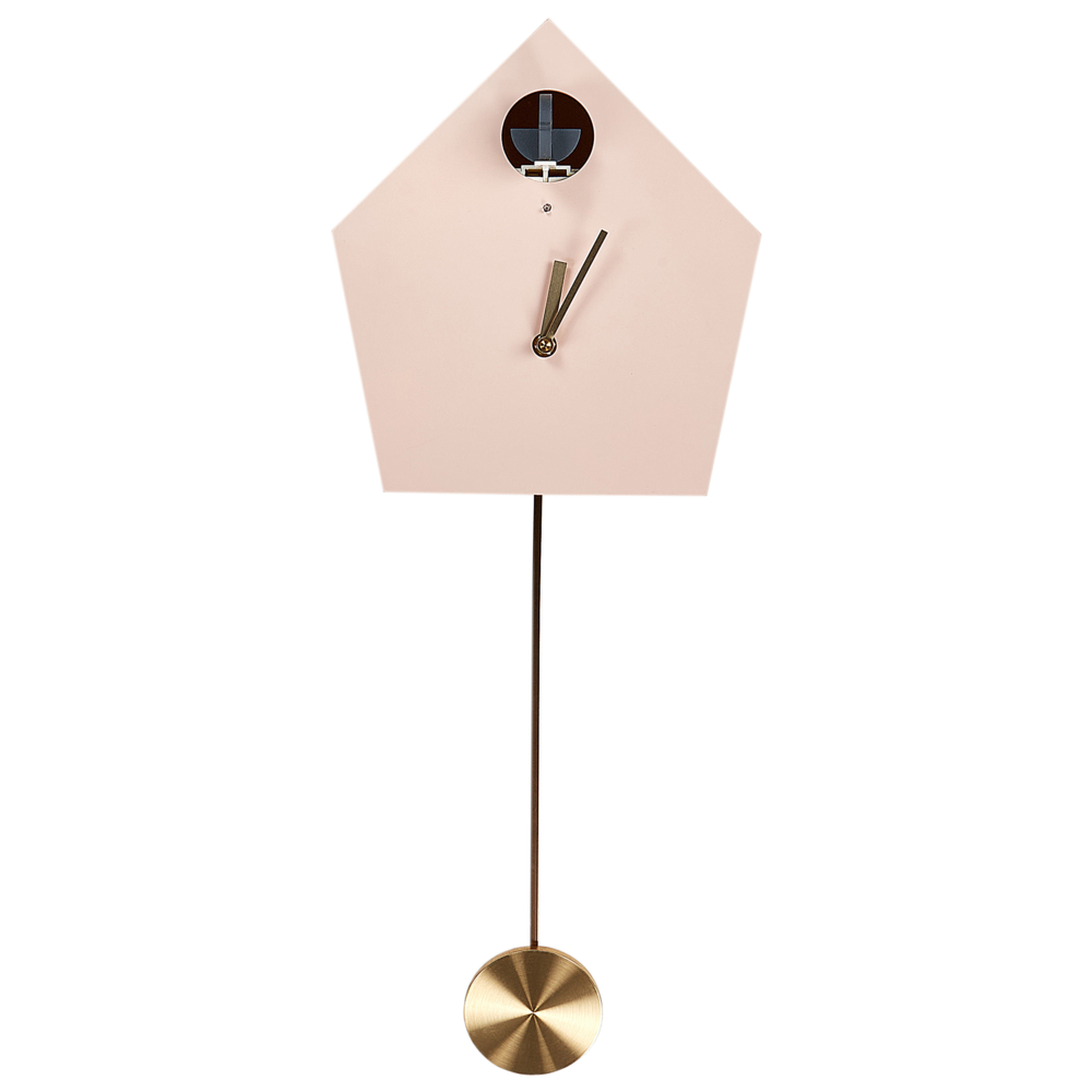 foto del prodotto orologio a cuc da parete rosa mdf materiale sintetico 24 x 63 cm design senza numeri pendolo per bambini decorazione soggiorno