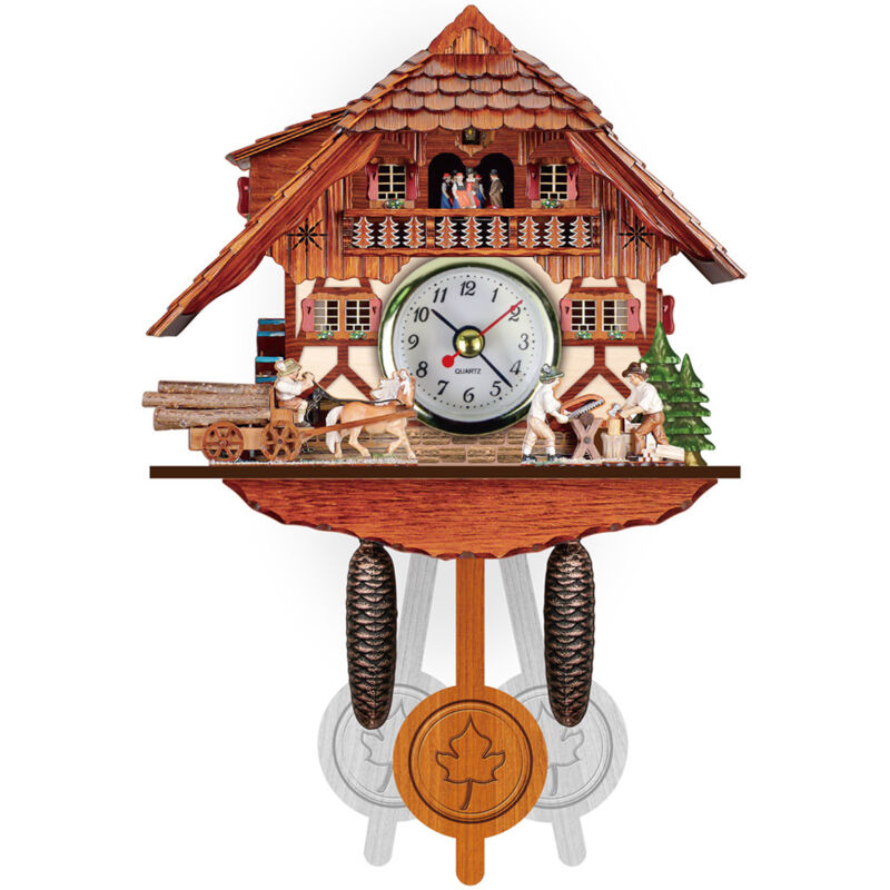 foto del prodotto orologio a cuc in legno con pendolo orologio da parete decorazione per soggiorno camera da letto bar ristorante hotel, cm007