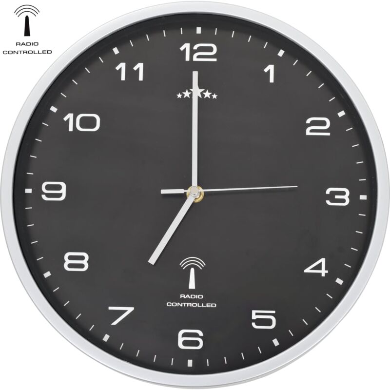 foto del prodotto orologio a parete radiocontrollato movimento quarzo 31 cm nero vidaxl