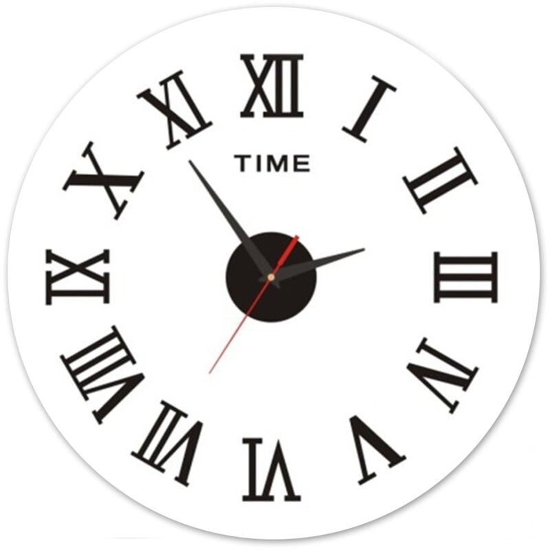 foto del prodotto orologio adesivo da parete tondo da 50 cm con numeri romani nero