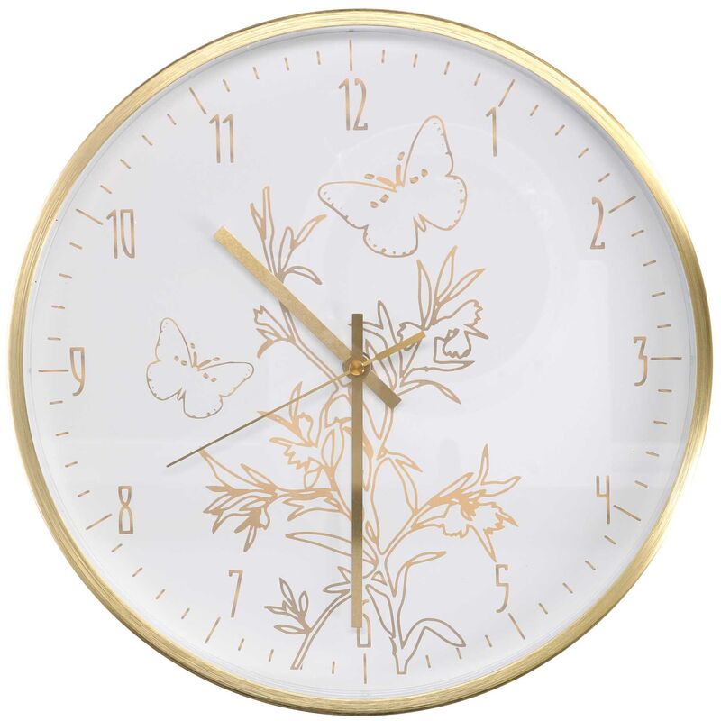 foto del prodotto orologio alluminio farfalle bianco tondo cm 31,6h4,9