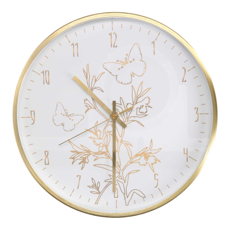 foto del prodotto orologio alluminio farfalle bianco tondo cm 31
