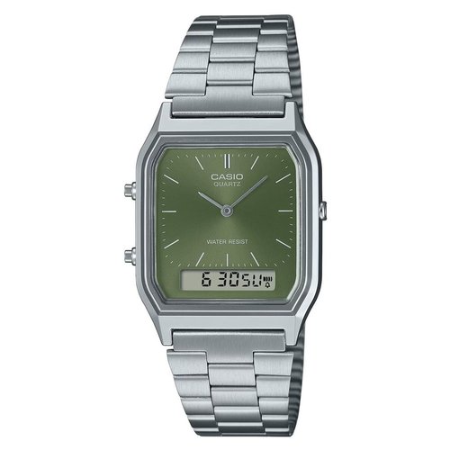 foto del prodotto orologio casio aq 230a 3amqyes vintage silver e green