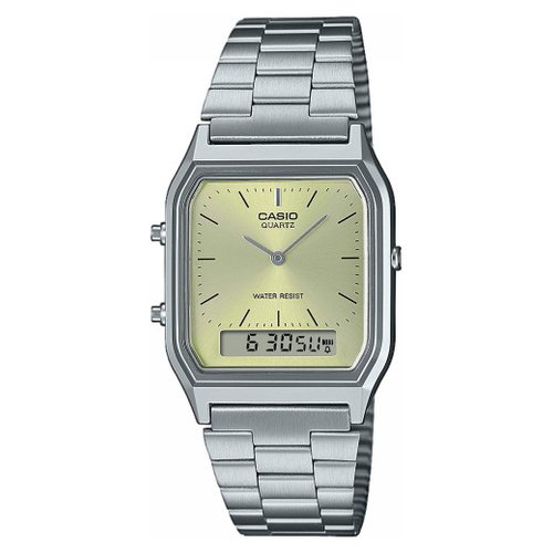 foto del prodotto orologio casio aq 230a 9amqyes vintage silver e yellow