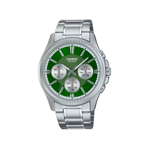 foto del prodotto orologio casio mtp 1375pd 3avef silver e green