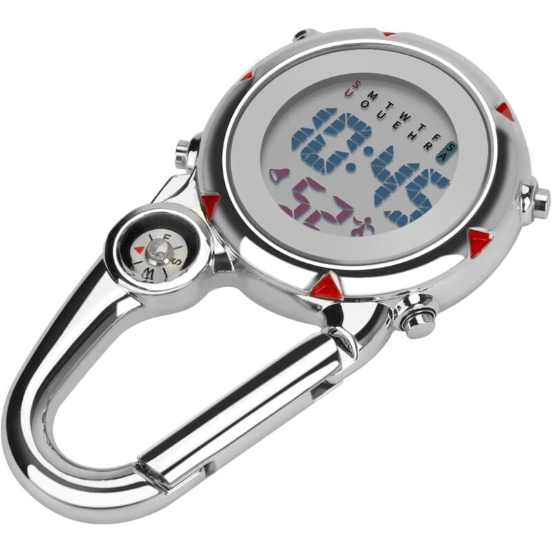 foto del prodotto orologio con moschettone, orologio al quarzo multifunzionale, orologio digitale con quadrante luminoso e bussola per medici, infermieri o attivit di