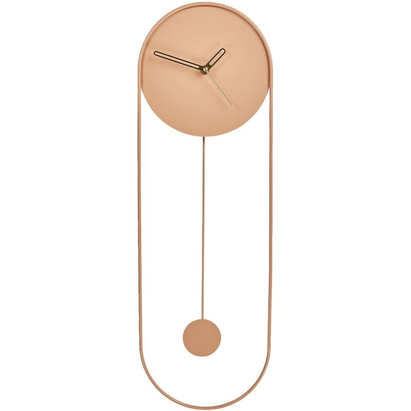 foto del prodotto orologio da parete 20 x 62 cm design moderno con pendolo decorativo senza numeri acciaio rosa salvan