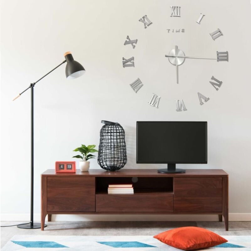 foto del prodotto orologio da parete 3d design moderno argento 100 cm xxl vidaxl