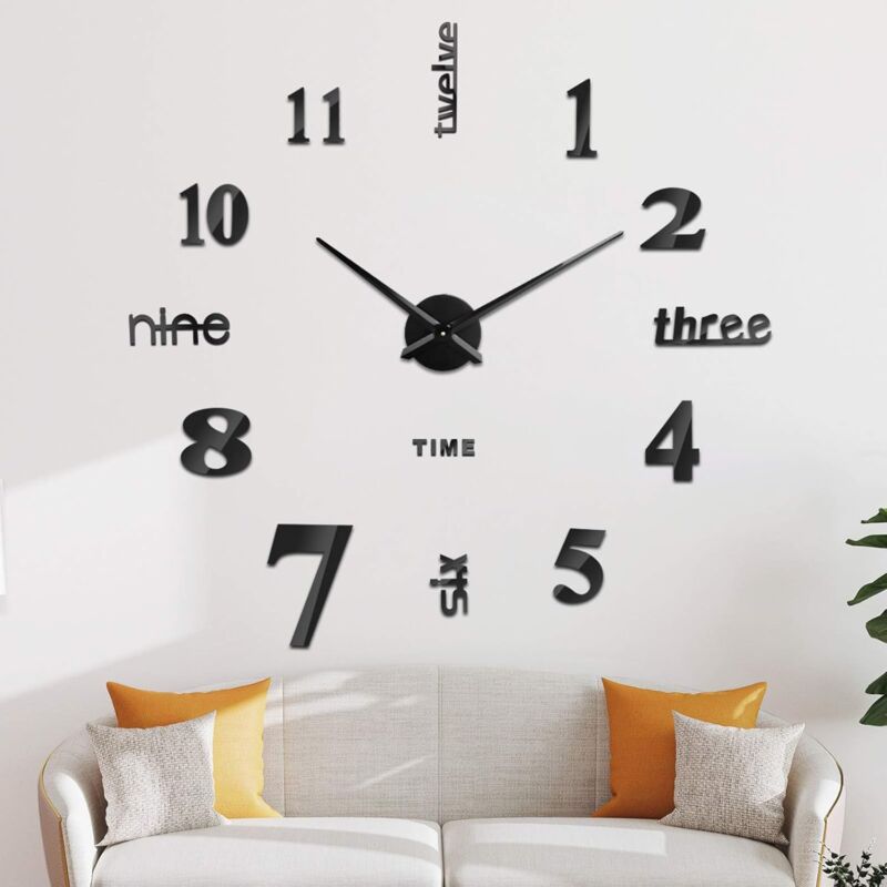 foto del prodotto orologio da parete 3d, orologio da parete digitale fai da te, movimento silenzioso, orologio da parete dal design moderno, orologio da parete gigante