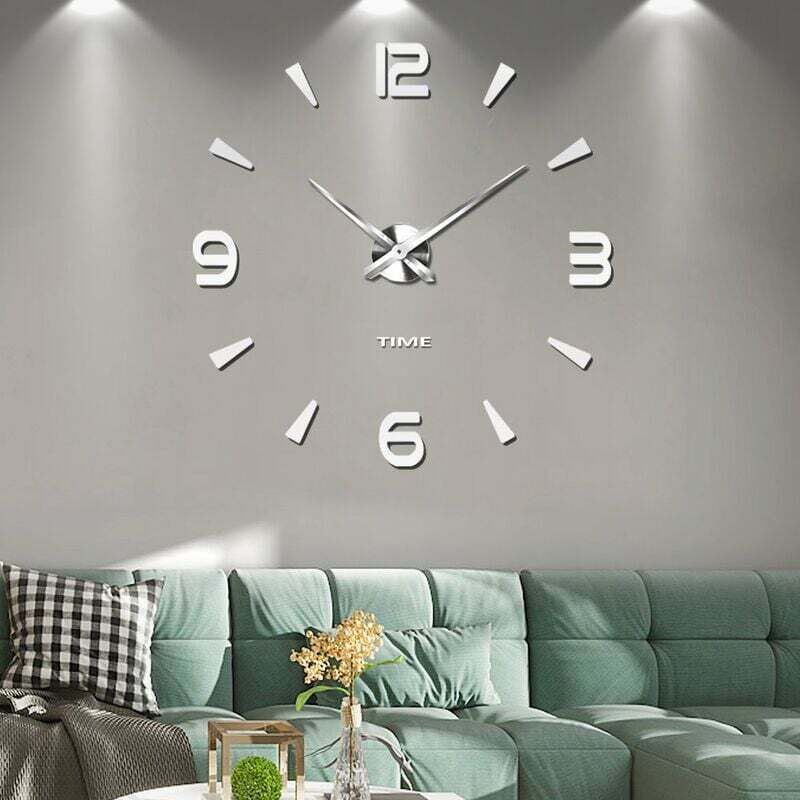 foto del prodotto orologio da parete 3d senza cornice fai da te con adesivi a specchio muto per la decorazione della casa, dell ufficio e della scuola