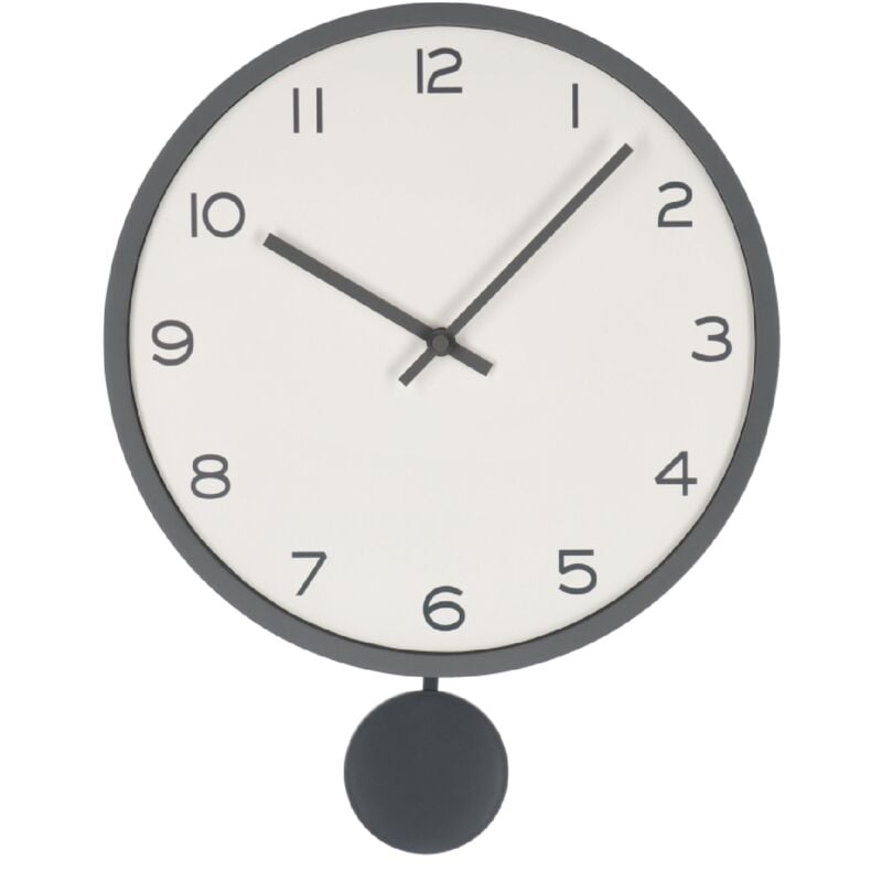 foto del prodotto orologio da parete bayron in metallo con pendolo a batteria h 30x5,5x39 cm grigio