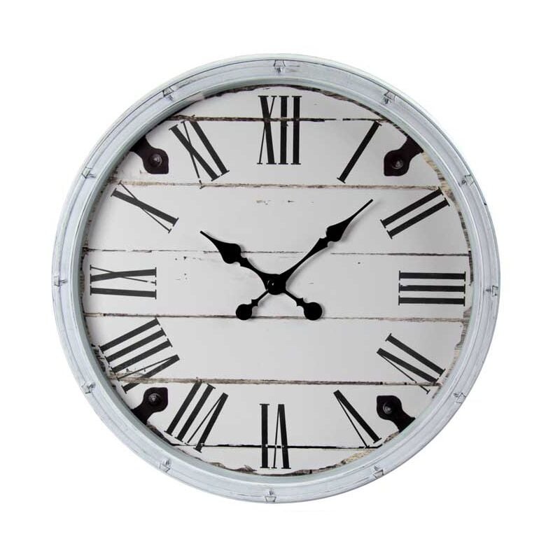 foto del prodotto orologio da parete con cornice in plastica e numeri romani 50x50x5 cm bianco