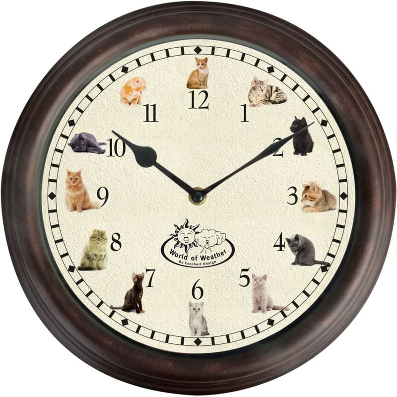 foto del prodotto orologio da parete con suoni tema gatti 30cm