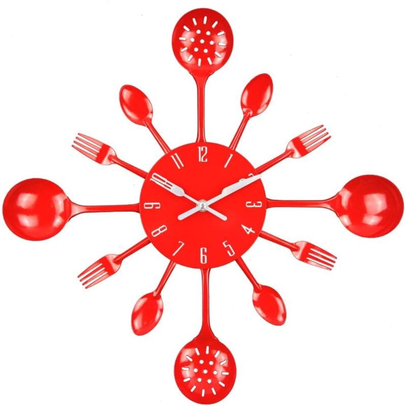 foto del prodotto orologio da parete crediri, 16 orologio da parete in metallo per posate da cucina, utensili, cucchiaio e forchetta, creativo, moderno, decorazione