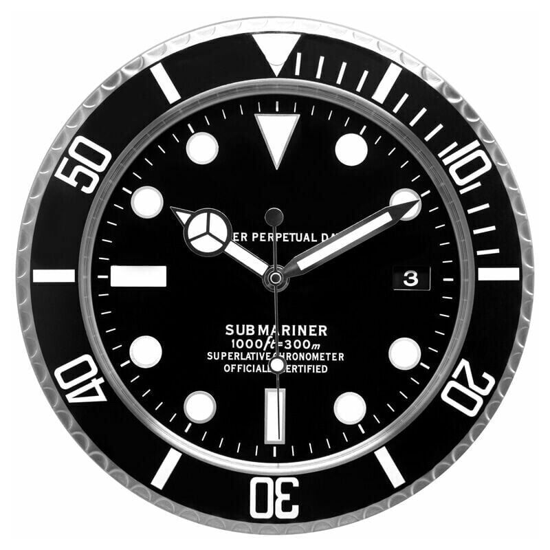 foto del prodotto orologio da parete crediri submariner. adatto per sala da pranzo, soggiorno, studio, ecc. con visualizzazione del calendario nero 