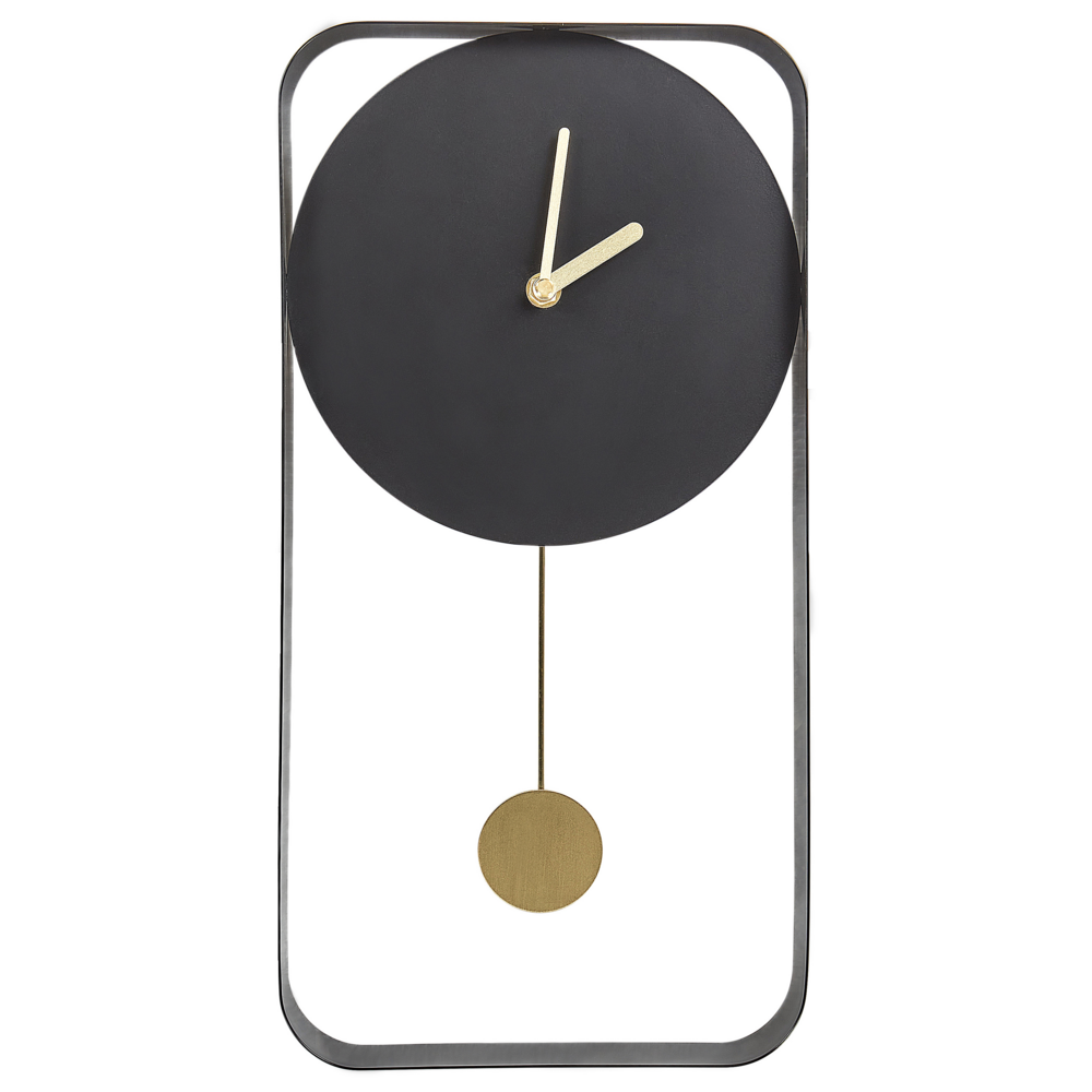 foto del prodotto orologio da parete da appendere 21 x 40 cm design moderno e minimalista con pendolo decorativo senza numeri acciaio nero servoz