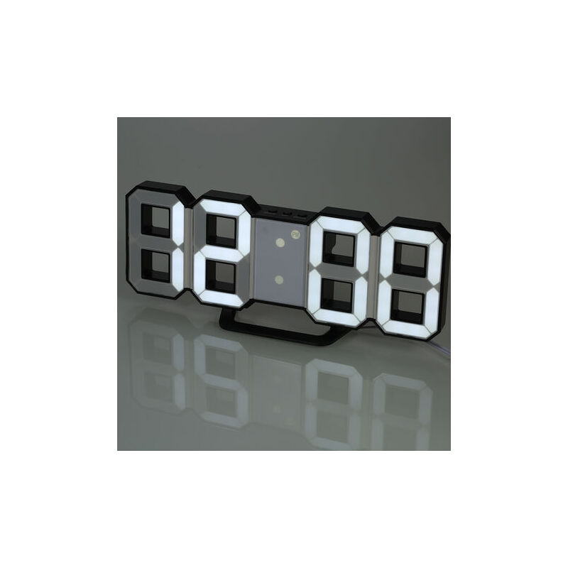 foto del prodotto orologio da parete digitale a led crediri, luminosit regolabile, luce bianca, guscio nero
