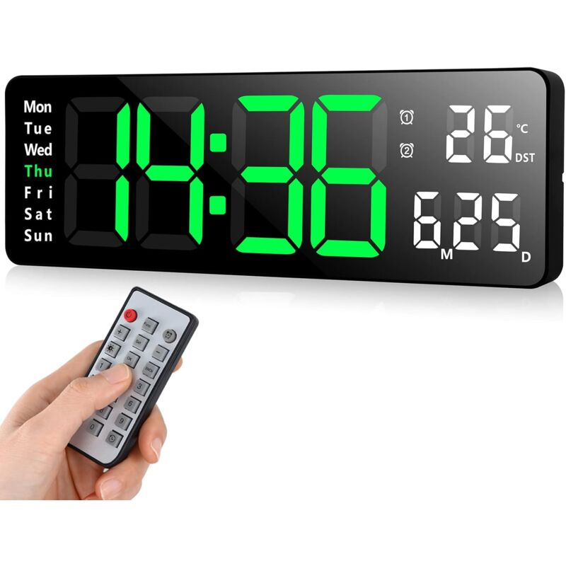 immagine 0 del prodotto orologio da parete digitale a led, sveglia positiva, conto alla rovescia, cronometro, luminosit regolabile tramite usb, con telecomando, per