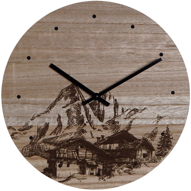 foto del prodotto orologio da parete dkd home decor 8424001759712 nero legno legno mdf montagna 30 x 30 x 1,5 cm