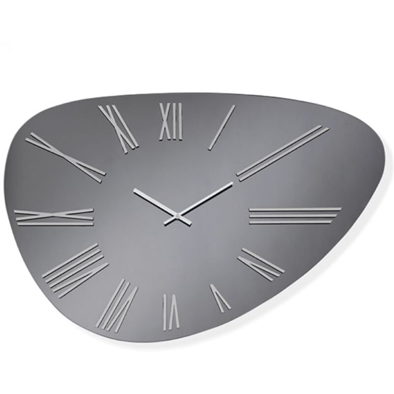 foto del prodotto orologio da parete drew in cristallo fume e numeri argento 58x78 cm