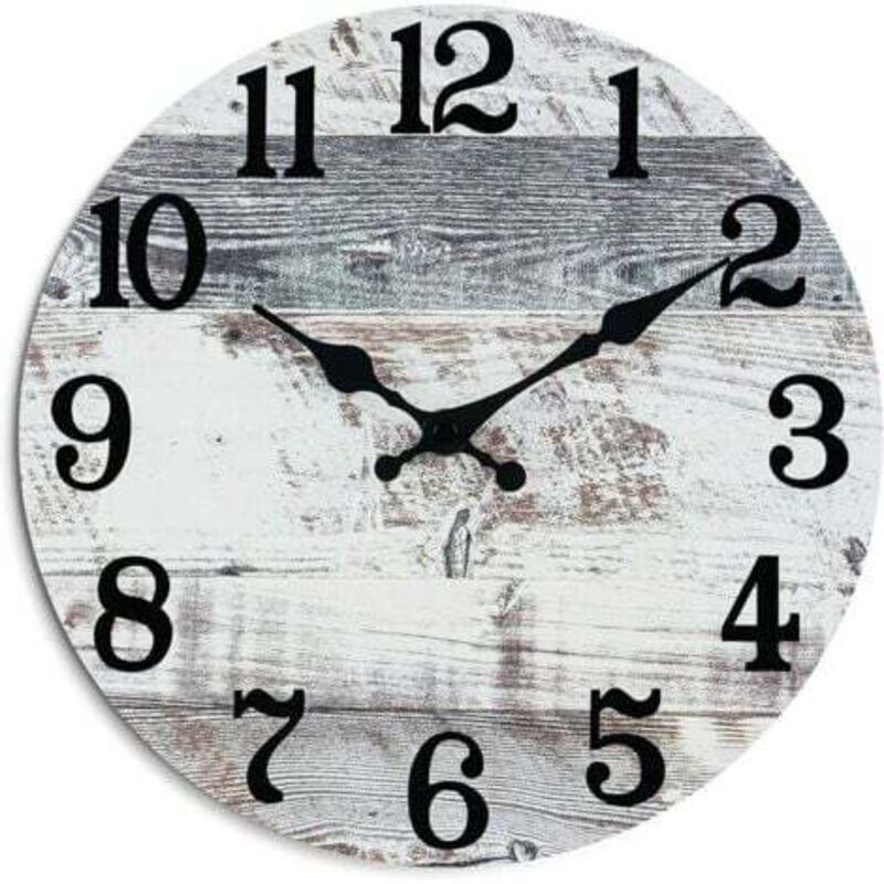 foto del prodotto orologio da parete grigio orologio da parete rustico da 10 pollici a batteria, silenzioso, orologio vintage in stile fattoria per cucina, bagno,